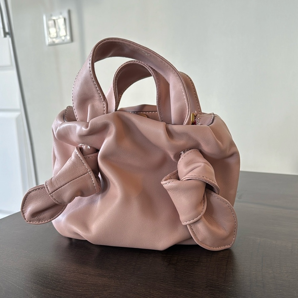 Staud Ronnie Bag. Leather Top Handle Bag with Strap